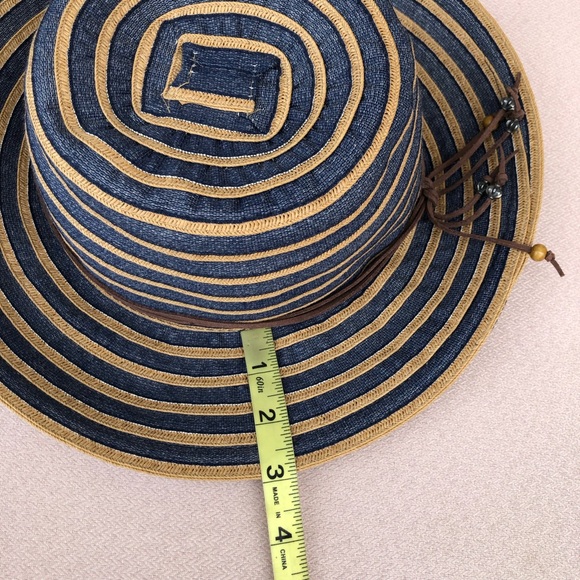 Tropical Trends Navy Tan Stripes Women’s Versatile Hat One Size - Picture 13 of 14